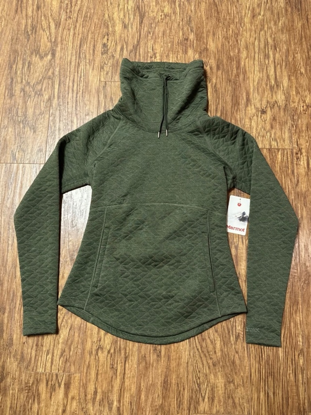 Marmot Annie Long Sleeve Quilted Pullover Sweater Green Size Small